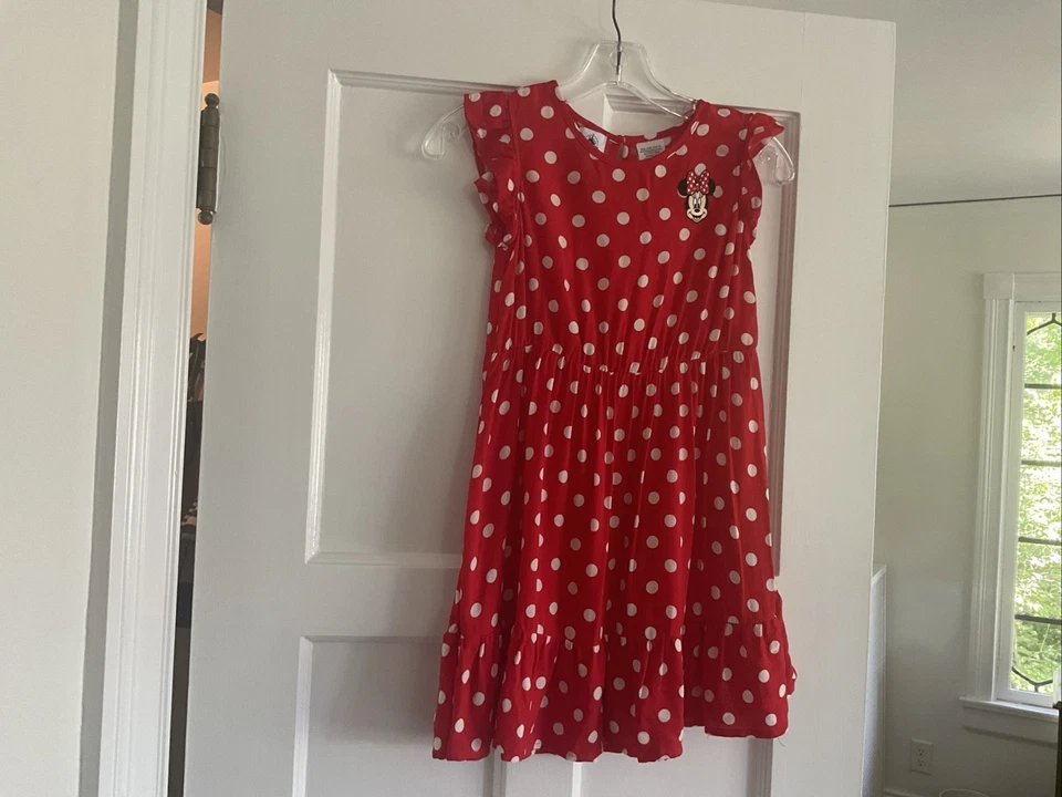 Disney Minnie Mouse Polka Dot Dress Girls 7-8 Red