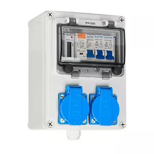 Wandsteckdose Baustromverteiler 230V 16A 25A LS/FI-Schalter 1 Phase Stromzähler - Bild 1 von 4