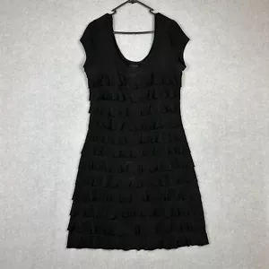 Frank Lyman Dress Womens 16 Black Ruffle Layered Tiered Smock Stretch - Picture 1 of 7