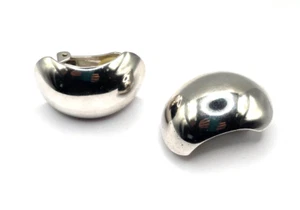 DIOR signed vintage shiny silver thick clip on hoop earrings - Picture 1 of 5