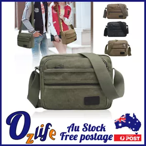 Men's Canvas Shoulder Messenger Bag Multi Use Leisure Party Travel School Dating - Picture 1 of 5
