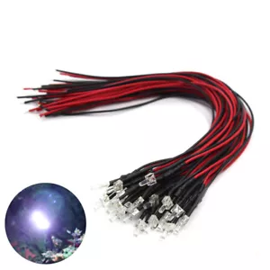 20 piezas Resistencia precableada 26awg 20 cm Alambre Blanco Brillante 2mm Luz LED 12V - Imagen 1 de 6