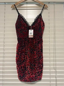 Tigermist Larsson Dress, Flower Print, Red/Black, Sheer, Size M - Picture 1 of 2