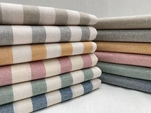 Cortina de algodón para muebles de tela CULLA rayas crema aspecto lino 55" de ancho lona - Imagen 1 de 39