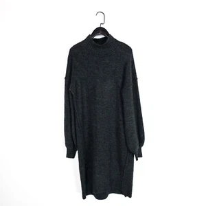 River Island Dark Grey Knee Length High Neck Fine Knit Jumper Dress - Size S - Picture 1 of 21