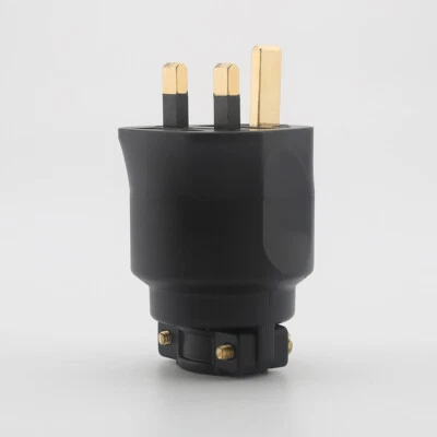 Gold Plated 3 Pin UK 13A Mains HiFi Power Plug Fuse Connector Ø 18mm Cable - Image 1 of 4