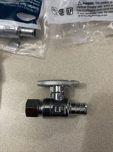 10 PIECES 1/2" PEX X 3/8"OD BRASS 1/4 TURN STRAIGHT STOP VALVE (LEAD-FREE) - Picture 1 of 4