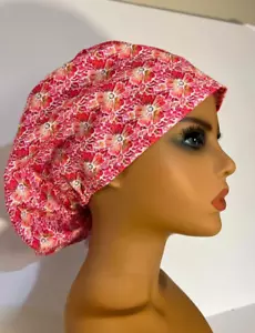 Flower Scrub Cap Healthcare Medical Chemo Hat Bouffant Euro Hairnet Pink Bonnet - Picture 1 of 5