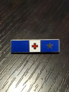 RED CROSS One Star BAR enamel pinback button badge W on back go - Picture 1 of 2