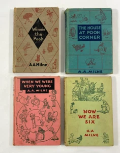 Lot of 4 Vintage WINNIE THE POOH A.A. Milne 1950 Books with Illustrations - Imagen 1 de 18
