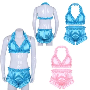 Sexy Men Lingerie Set Sissy Halter Neck Bra Top with Underwear Briefs Nightwear - Picture 1 of 17