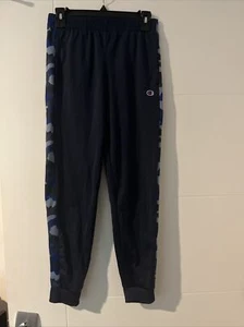 Champion Boy Active Pants Size L Youth Polyester Navy With Camo Insets - Picture 1 of 7