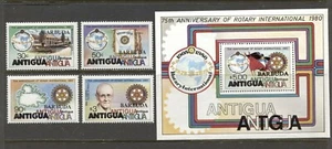 BARBUDA 1980, ROTARY INTERNATIONAL - 75TH ANNIV., Scott 456-460, MNH - Picture 1 of 1