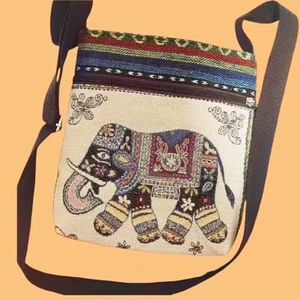 Ethnic Style Embroidered Crossbody Bag Cute Elephant Butterfly Style - Picture 1 of 11