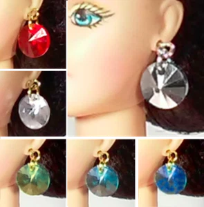 Dreamz EARRINGS Round Faceted Crystal MOD Jewelry for 11.5" doll - 7 COLORS! - Picture 1 of 8