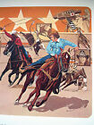 TEAM ROPERS 1980 Rodeo Lithograph Western National Finals Rodeo Hesston Corp NOS