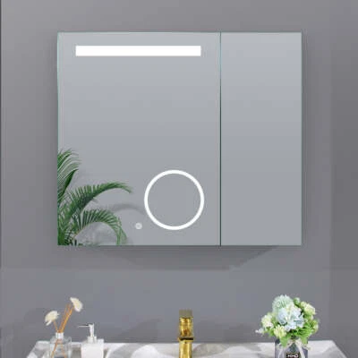 LED Lighted 30"W x 26"T Medicine Cabinet Bathroom Mirror with Magnifying - Image 1 of 4