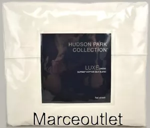 Hudson Park Luxe Linens Supima Cotton Silk Blend QUEEN Flat Sheet Ivory - Picture 1 of 4
