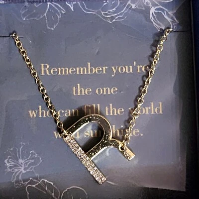 Collar Colgante Tono Dorado Inicial Letra B & R MUJER 22" CIRCONITA CÚBICA Foto 1 de 3