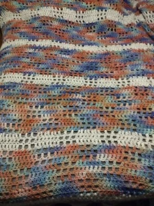 Hand-Crocheted Wool Blend Blanket 109"x97" approx size SOFT! - Picture 1 of 3