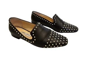 JIMMY CHOO Jaida Flat Studded Leather Loafer - Size 39 - Picture 1 of 6