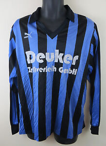  Vintage Puma 90er Jahre Fußball Shirt Retro Fußball Trikot blau Hemd Trikot 3/4 S klein