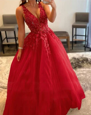 Princess Beach Deep V Neck Wedding Dresses Lace Appliques Sleeveless Bridal Gown - Image 1 of 4