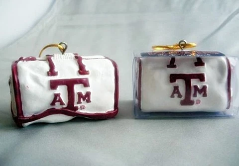 TEXAS A&M AGGIES FOOTBALL BASKETBALL 2 SPORTS BAG CHRISTMAS ORNAMENT NEW Cover