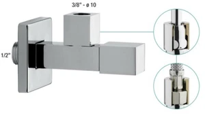 Valvola angolare design attacco a parete 1/2 x 3/8 lavabo, wc e bidet con coperchio  - Foto 1 di 1