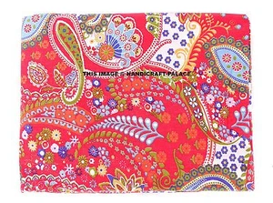 5/10 Yard Indian Handmade Screen Print Red Cotton Fabric Bohemian Paisley Fabric - Picture 1 of 3