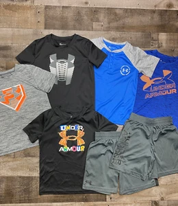 Under Armour Boys Lot of 7 Size 6 Athletic Shorts Logo T Shirts Spring/Summer - Picture 1 of 22