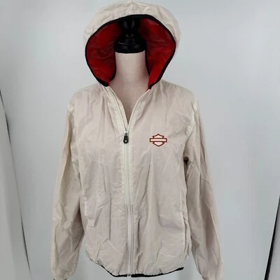 Abrigo Harley Davidson Motocicletas MUJERES Beige Naranja Cremallera Completa Con Capucha Nylon XL Foto 1 de 4