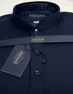 Shalwar Kameez Uomo Tinta Unita Navy - Foto 1 di 2