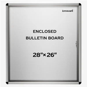 New! Enclosed Bulletin Board 28"x26" Weatherproof Dry Erase Board Aluminum - Picture 1 of 7