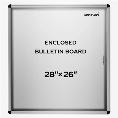 New! Enclosed Bulletin Board 28"x26" Weatherproof Dry Erase Board Aluminum - Image 1 of 4