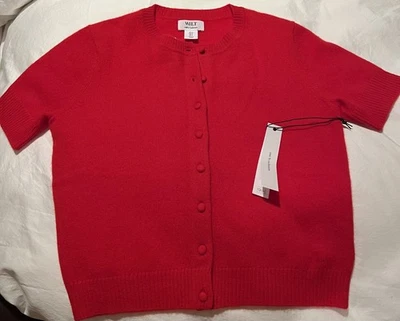 Cárdigan suéter tejido 100 % cachemir WILT PEQUEÑO BOTONES MORADOS MANGAS CORTAS NUEVO CON ETIQUETAS Foto 1 de 2