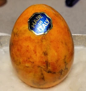 Polished Marbled Orange Alabaster Carved Stone Egg 2.25 Inches Long - Italy - Picture 1 of 4