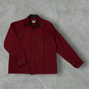Vintage Eddie Bauer Wool Mackinaw Shirt Mens Large Thick Hunting Shacket Red - Picture 1 of 10