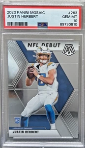 2020 Panini Mosaic Justin Herbert Rookie NFL Debut #263 PSA 10 - Picture 1 of 2