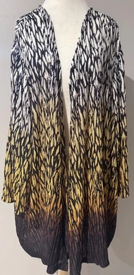 Cárdigan Catherines Duster Plus 4X Dorado, Blanco y Negro Frente Abierto Nuevo con Etiquetas Nylon Foto 1 de 4