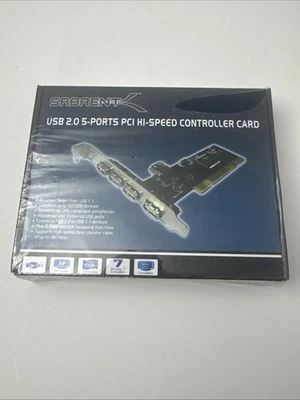 Sabrent SBT-ALI5Y 5-Port USB 2.0 PCI Card Adapter Expansion Card (SBT-ALI5Y) NEW - Image 1 of 3