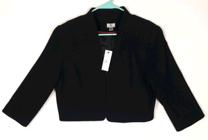 Worthington Damen Cropped Blazer Gr. L Schwarz 3/4 Arm Vorne Offen Karriere Neu - Bild 1 von 20