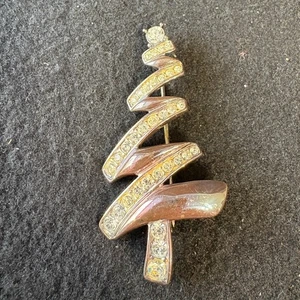 Broche de árbol de Navidad vintage de plata Monet - Imagen 1 de 4