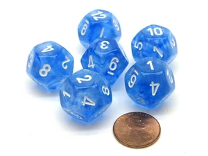 Borealis 18mm 12 Sided D12 Chessex Dice, 6 Pieces - Sky Blue with White - Picture 1 of 1