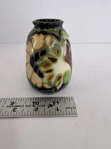 Jarrón floral Art Nouveau pintado a mano estilo Gouda de colección Japón - Imagen 1 de 15