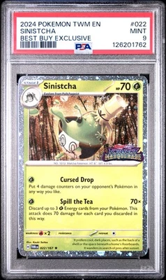 2024 POKEMON TWM EN-TWILIGHT MASQUERADE BEST BUY EXCLUSIVE #022 SINISTCHA PSA 9 - Image 1 of 2
