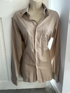 Vintage Van Heusen Made in England Shirt Beige Large 46” Chest Royal Warrant - Picture 1 of 9