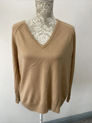 PURE LADIES V NECK JUMPER BEIGE MERINO WOOL & CASHMERE RRP £100 SIZE 12 - Image 1 of 4