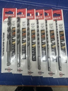 DIABLO Multi-material Hammer Bit (6 Bits) Set - 1/2, 3/8, 5/16, 1/4, 3/16, 5/32 - Picture 1 of 2