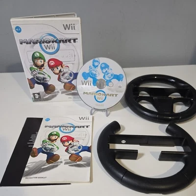 Mario Kart Wii (Nintendo Wii, 2008) + 2 x Wii Wheels – Complete  Tested - Image 1 of 4